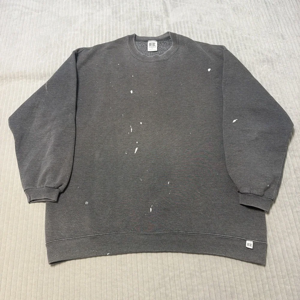 Vintage Russell Athletic 90s Distressed Paint Splatter Made USA Sweatshirt XL
